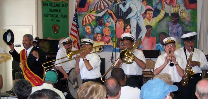 Photo of the Society Brass Band at New Orleans Jazz National Historical Park