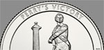 Drawing of the America the Beautiful quarter that features Perry’s Victory  and International Peace Memorial