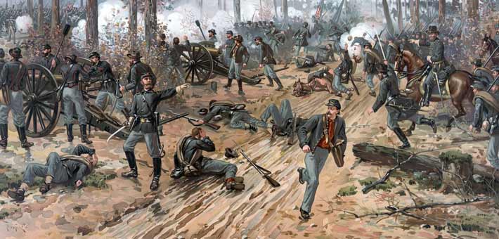 Print called the Battle of Shiloh by L. Prang and Company
