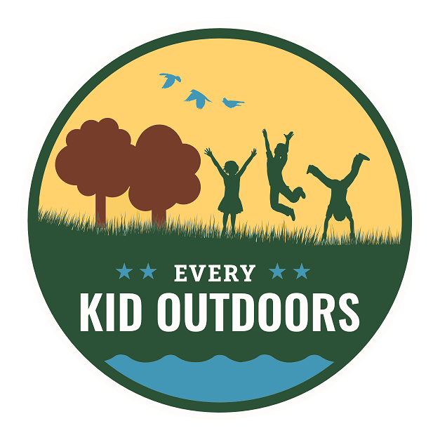Yellow and green circle logo for the Every Kid Outdoors program