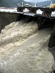 Glines Canyon Dam during flood