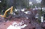 Clearing rock slide at Switchback Trail.