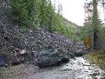 Rock slide on Staircase access road.