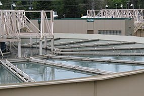Clarifier at the Elwha water treatment plant.