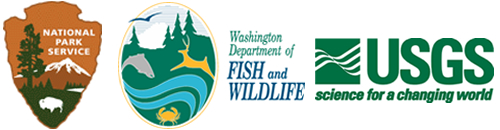 logos from National Park Service, Washington Department of Fish and Wildlife and United States Geological Survey