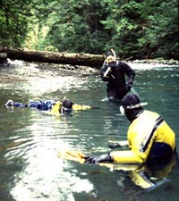 3 divers during the Elwha River snorkel survey