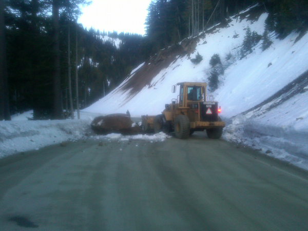 Car sized boulder on Hurricane Ridge Road 2/4/12