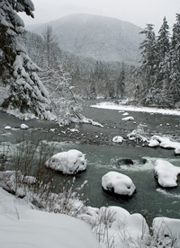 The Elwha River after a fresh snowfall