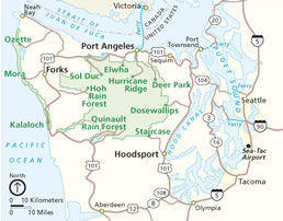map of Olympic Peninsula and Puget Sound area