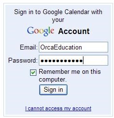 Google Calendar login