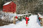 Alley Mill with Snow and Christmas decorations