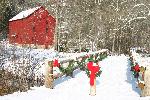 Alley Mill with snow and Christmas decorations