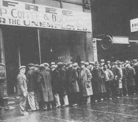 Soup line during the Depression