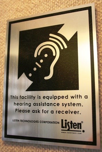 Hearing assistance device sign.