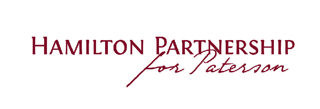 The words "Hamilton Partnership for Paterson" in red - "for Paterson" is in italicized script