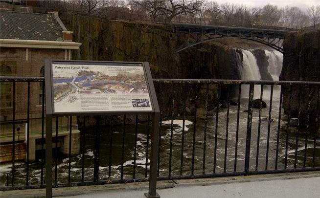 The new wayside exhibit overlooking the Great Falls