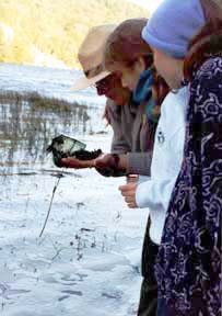 Park rangers and students collecting water samples