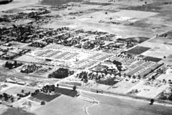 Oblique aerial view of the Tulare Assembly Center