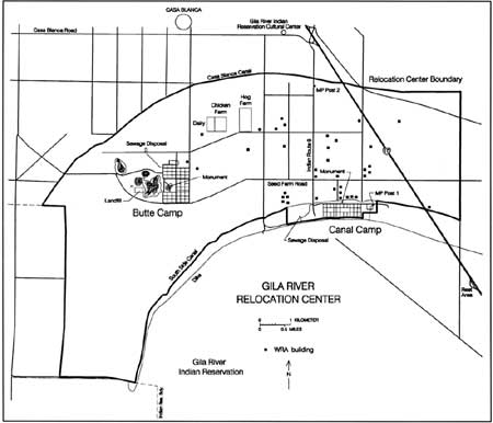 map of Gila River Relocation Center
