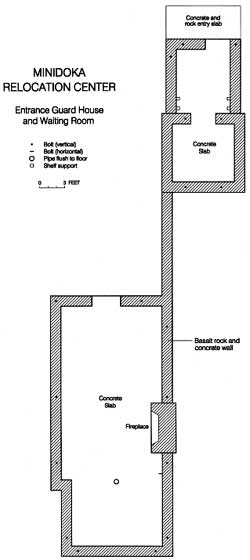 Plan map of guard house and waiting room at Minidoka