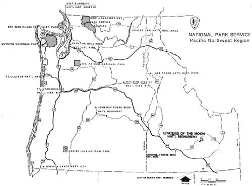 Map of NPS units in Pacific Northwest