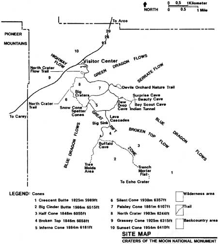 Site Map of Craters of the Moon