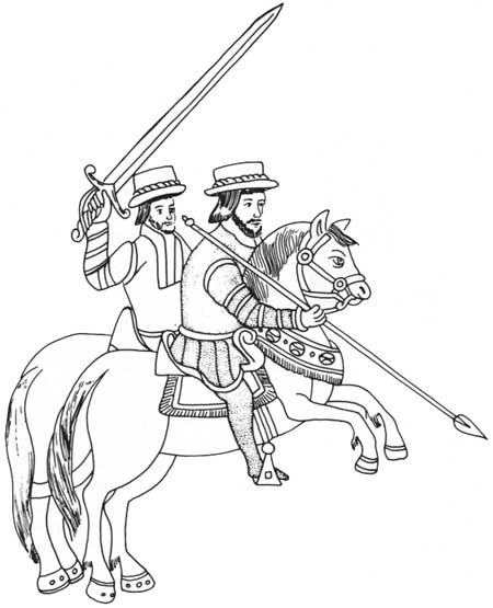 sketch of men on horseback