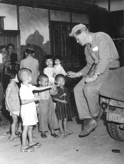 Marine with Japanese children