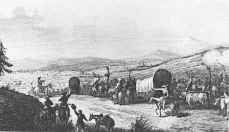 SFT caravan in sight of Santa Fe-Gregg, Commerce of the Prairies