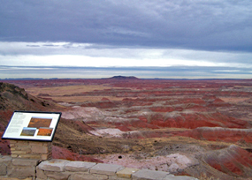 Wayside Exhibit at Kachina Point, overlooking the red badlands.