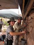 Repointing historic masonry at stage station, Petrified Forest National Park