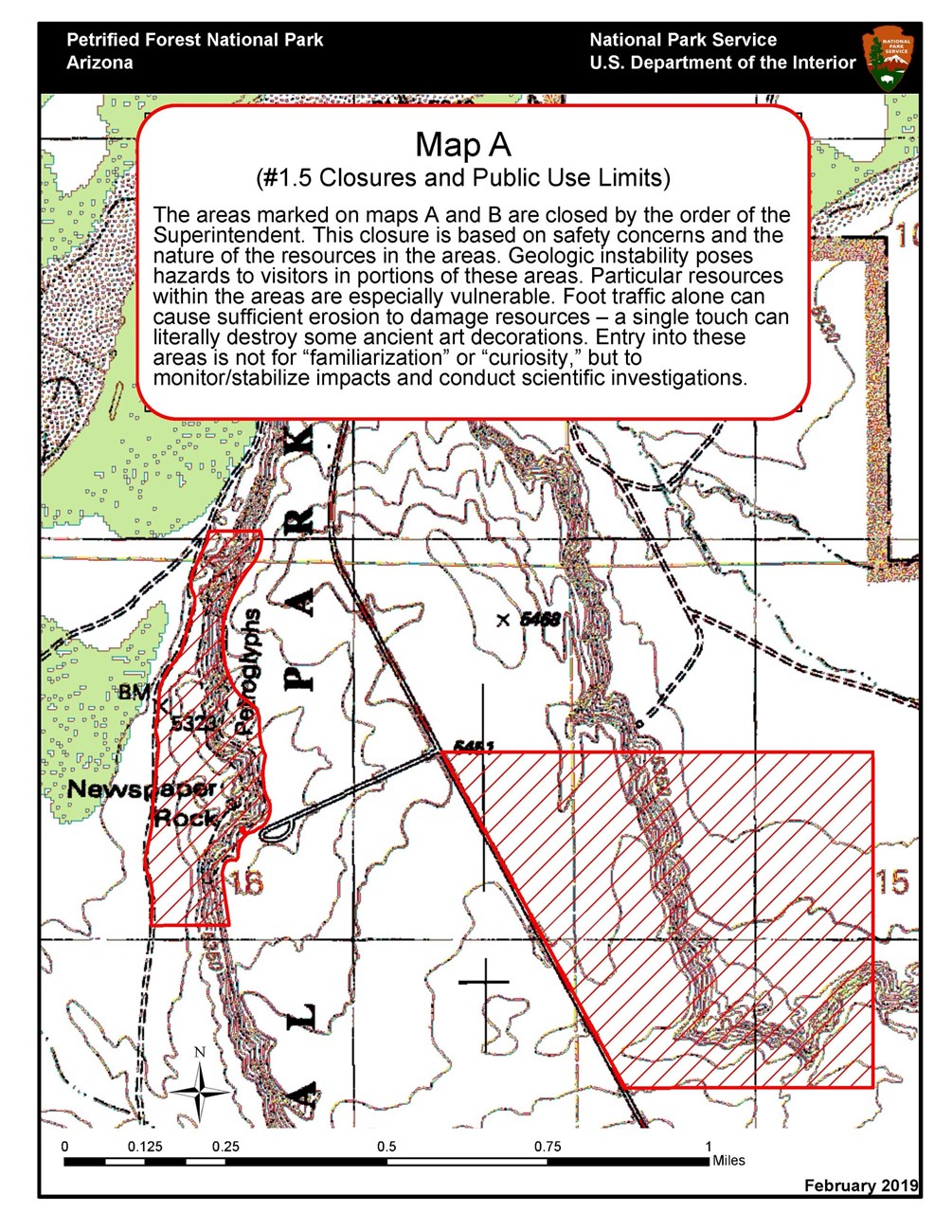 Topographic map of an area of the park