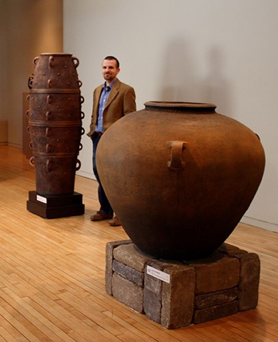 Brad Bachmeier with his large pots