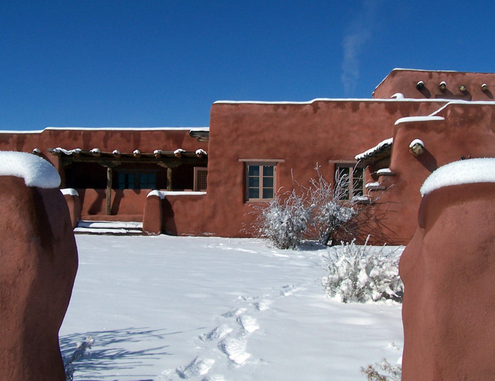 Painted Desert Inn National Historic Landmark in snow
