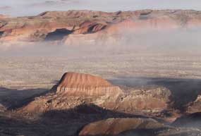 Painted Desert filled with clouds during a temperature inversion