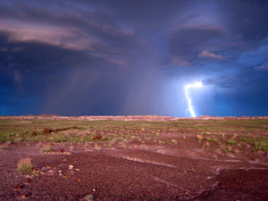 Lightning at Petrified Forest National Park during monsoon season