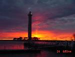 Summer sunset and monument at Perry;s Victory.