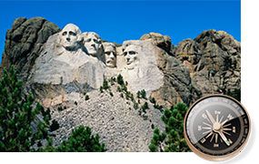 View looking up at Mount Rushmore