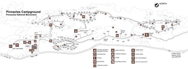Pinnacles Campground Map
