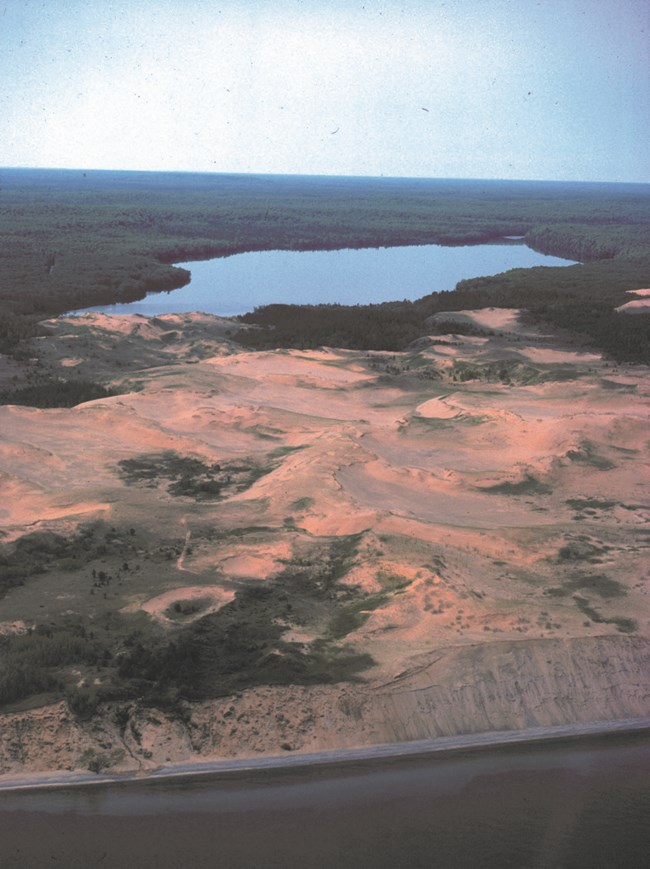 Grand Sable Dunes and Lake seen from the air