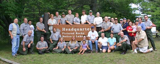 Staff and volunteers gathered at Park headquarters in August 2006.
