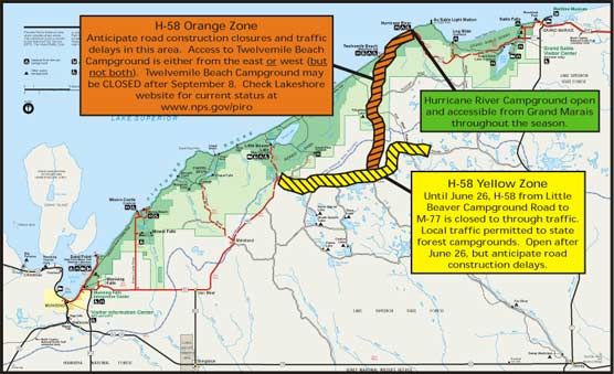 Construction on Alger County Road H-58 will cause delays and closures in 2009 and 2010.