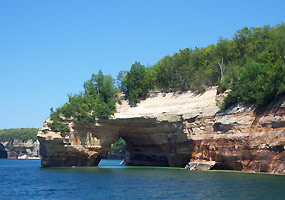 This sandstone formation along Lake Superior's Pictured Rocks cliffs is known as Petit Portal.
