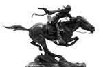 Sculptured art of Pony Express rider.