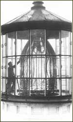 Lighthouse Keeper cleaning the Fresnel Lens