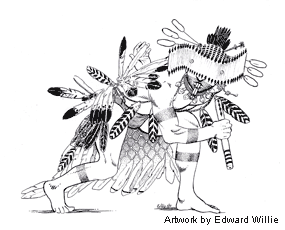Coast Miwok dancer. Artwork by Edward Willie.