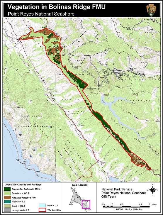 Vegetation map of the Bolinas Ridge Fire Management Unit
