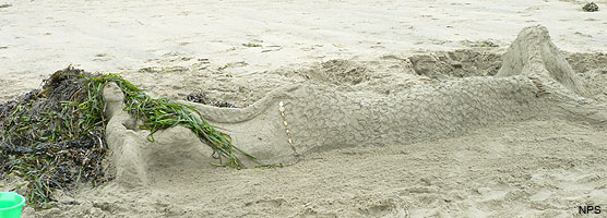 2011 Sand Sculpture Contest: Adult/Family Group Entry #30: Mermaid, by Nancy Haecker. Winner of the People's Choice Award
