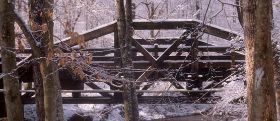 South Fork Bridge over the snow covered Quantico Creek
