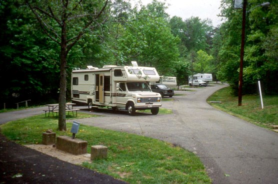 RVs enjoy the facilities at Travel Trailer Village.